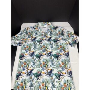 Royal & Awesome Shirt Men's Large White Tropical Hawaiian Golf Casual
